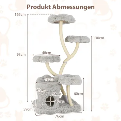 Giantex Geschwungener Sisal-Katzenbaum Mit Blumenförmigen Plattformen Giantex Geschwungener Sisal-Katzenbaum Mit Blumenförmigen Plattformen