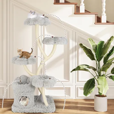 Giantex Geschwungener Sisal-Katzenbaum Mit Blumenförmigen Plattformen Giantex Geschwungener Sisal-Katzenbaum Mit Blumenförmigen Plattformen