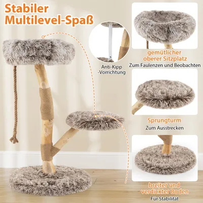 Goplus Holz-Kratzbaum, Jute-Pfosten, Plüschsitze, Mehrstöckiger Katzenbaum Goplus Holz-Kratzbaum, Jute-Pfosten, Plüschsitze, Mehrstöckiger Katzenbaum