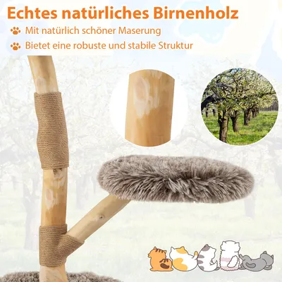 Goplus Holz-Kratzbaum, Jute-Pfosten, Plüschsitze, Mehrstöckiger Katzenbaum Goplus Holz-Kratzbaum, Jute-Pfosten, Plüschsitze, Mehrstöckiger Katzenbaum