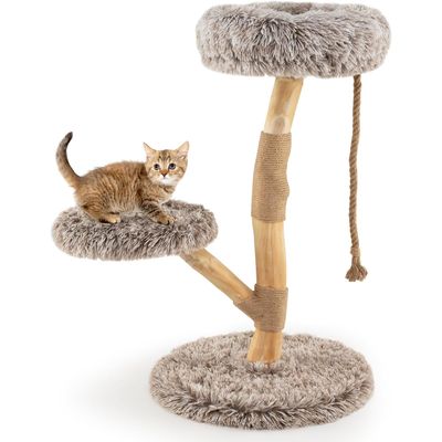 Arbre à chat : tour multi - niveaux, poteaux à gratter, corde, plateforme.