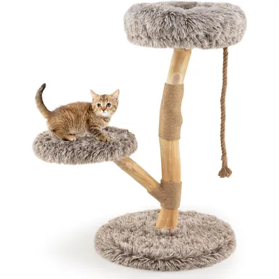 Arbre à chat : tour multi - niveaux, poteaux à gratter, corde, plateforme.