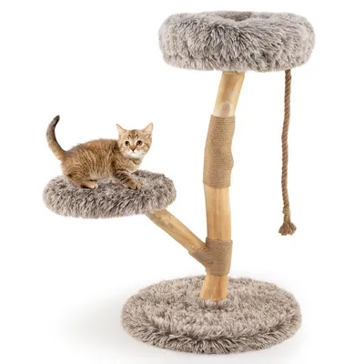 Goplus Holz-Kratzbaum, Jute-Pfosten, Plüschsitze, Mehrstöckiger Katzenbaum Goplus Holz-Kratzbaum, Jute-Pfosten, Plüschsitze, Mehrstöckiger Katzenbaum