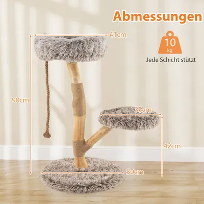 Goplus Holz-Kratzbaum, Jute-Pfosten, Plüschsitze, Mehrstöckiger Katzenbaum Goplus Holz-Kratzbaum, Jute-Pfosten, Plüschsitze, Mehrstöckiger Katzenbaum