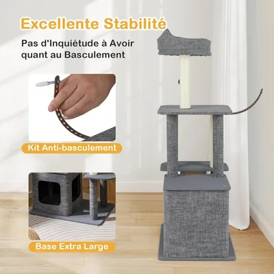 Giantex arbre à Chat, avec Lit Supérieur, Rampe à Gratter, 3 Plateformes