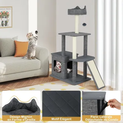 Giantex arbre à Chat, avec Lit Supérieur, Rampe à Gratter, 3 Plateformes