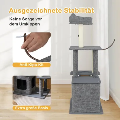 Giantex Kratzbaum Mit Oberem Bett, Kratzstange Und 3 Plattformen Giantex Kratzbaum Mit Oberem Bett, Kratzstange Und 3 Plattformen
