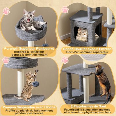 Giantex arbre à Chat, avec Lit Supérieur, Rampe à Gratter, 3 Plateformes