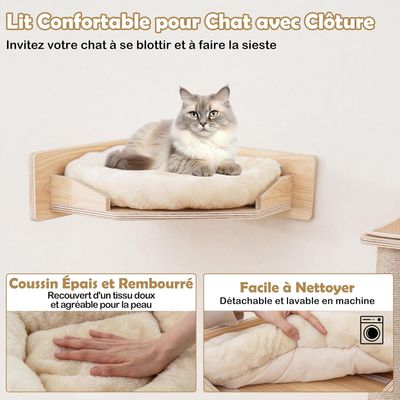Giantex Arbre à Chat Intérieur,2 Hamacs, Poteaux Jute, Étagères Murales