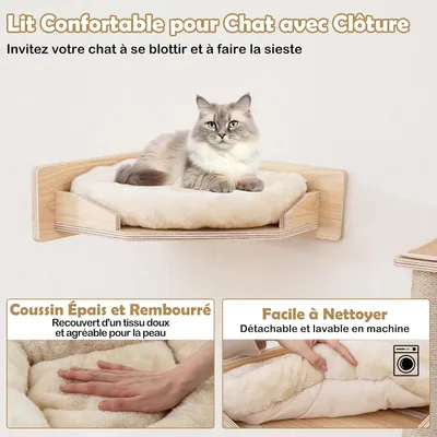 Giantex Arbre à Chat Intérieur,2 Hamacs, Poteaux Jute, Étagères Murales