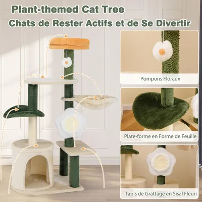 Giantex Arbre a Chat en Forme de Fleur en Coton,Perchoir Rembourré