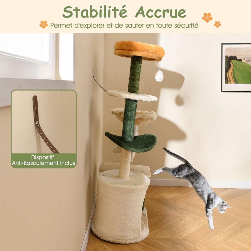 Giantex Arbre a Chat en Forme de Fleur en Coton,Perchoir Rembourré