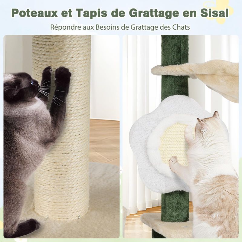 Giantex Arbre a Chat en Forme de Fleur en Coton,Perchoir Rembourré