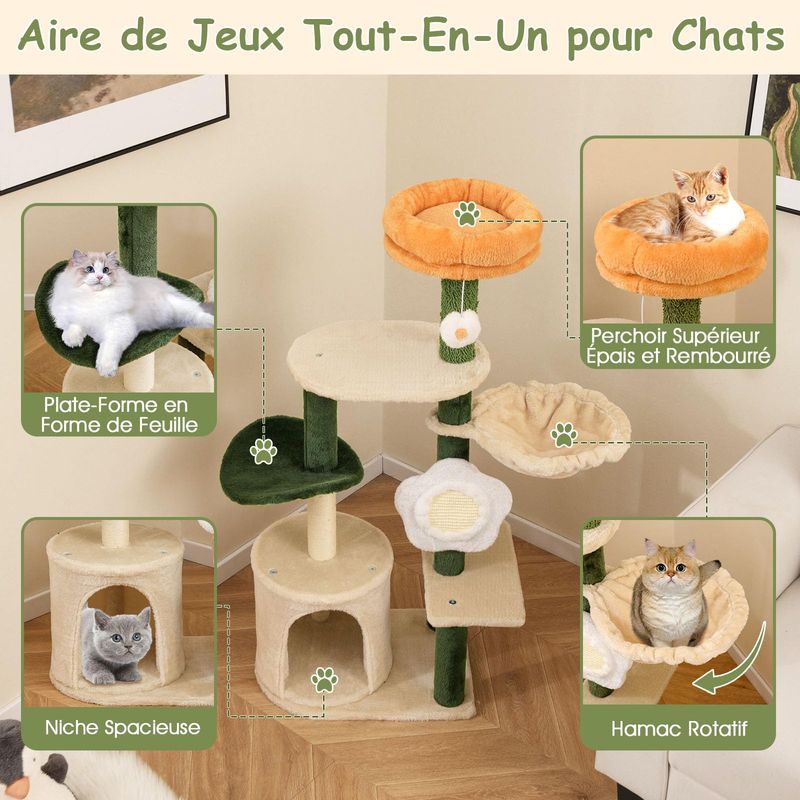 Giantex Arbre a Chat en Forme de Fleur en Coton,Perchoir Rembourré