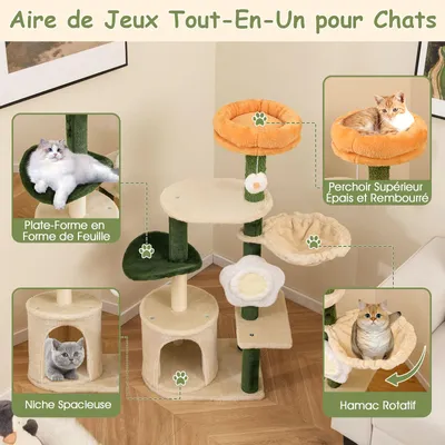 Giantex Arbre a Chat en Forme de Fleur en Coton,Perchoir Rembourré
