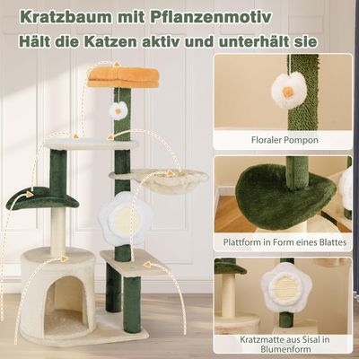Giantex Katzenbaum In Blumenform Aus Baumwolle, Gepolsterte Sitzstange