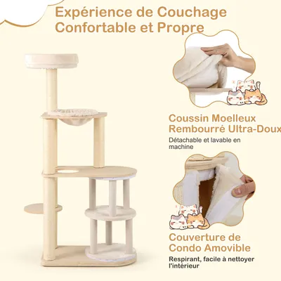 Giantex Arbre à chat 151cm,Double Nid, Perchoir, Hamac, Griffoirs en Sisal