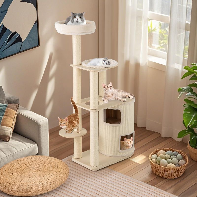 Giantex Arbre à chat 151cm,Double Nid, Perchoir, Hamac, Griffoirs en Sisal