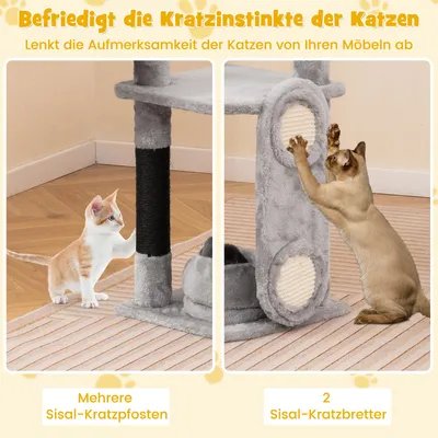 Giantex Kratzbaum Mit 3 Höhlen, Kratzflächen Und Sisal-Leisten, Ball Giantex Kratzbaum Mit 3 Höhlen, Kratzflächen Und Sisal-Leisten, Ball