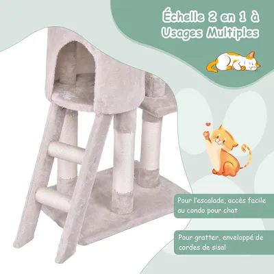 Giantex Arbre à chat 140 CM, Perchoir, Panier, Maison, Plateformes