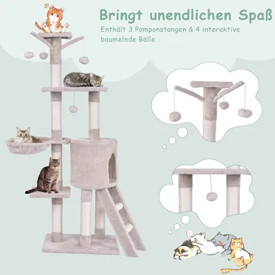 Giantex Mehrstöckiger Kratzbaum Mit Haus, Korb Und Spielzubehör Giantex Mehrstöckiger Kratzbaum Mit Haus, Korb Und Spielzubehör