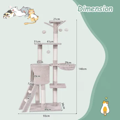 Giantex Arbre à chat 140 CM, Perchoir, Panier, Maison, Plateformes