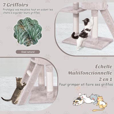 Giantex Arbre à chat 140 CM, Perchoir, Panier, Maison, Plateformes