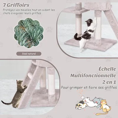 Giantex Arbre à chat 140 CM, Perchoir, Panier, Maison, Plateformes