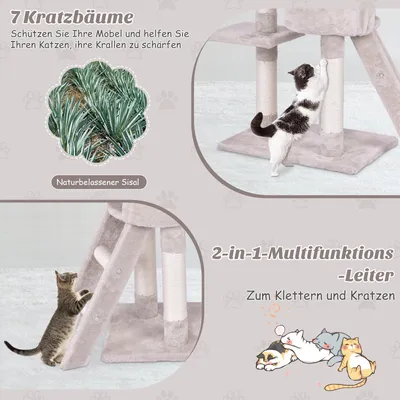 Giantex Mehrstöckiger Kratzbaum Mit Haus, Korb Und Spielzubehör Giantex Mehrstöckiger Kratzbaum Mit Haus, Korb Und Spielzubehör