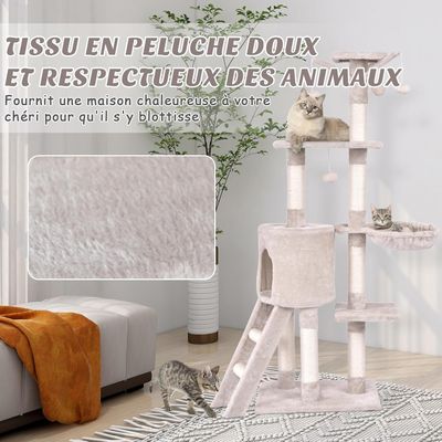 Giantex Arbre à chat 140 CM, Perchoir, Panier, Maison, Plateformes