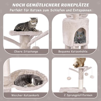 Giantex Mehrstöckiger Kratzbaum Mit Haus, Korb Und Spielzubehör