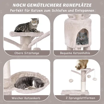 Giantex Mehrstöckiger Kratzbaum Mit Haus, Korb Und Spielzubehör Giantex Mehrstöckiger Kratzbaum Mit Haus, Korb Und Spielzubehör