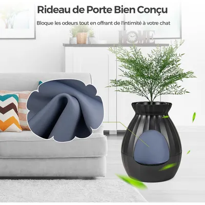 Giantex Bac à Litière pour Chat 63L,Fausse Plante, Galets