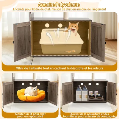 Giantex Meuble Litière pour Chats,Griffoir en Sisal,Tiroir,Tapis Grattage