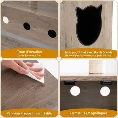 Giantex Meuble Litière pour Chats,Griffoir en Sisal,Tiroir,Tapis Grattage