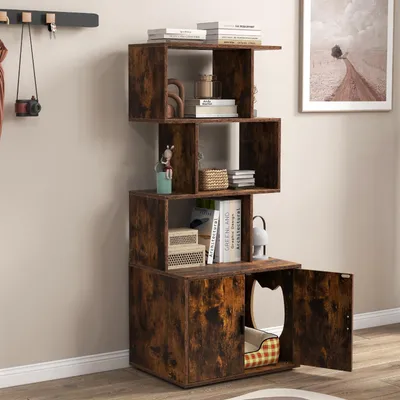 Giantex Arbre a Chat Bibliothèque en Forme S avec Meuble Litière