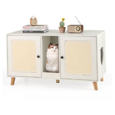 Giantex Meuble Litière Chat en Bois, avec Plateau, avec Cabinets