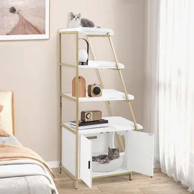 Giantex Arbre à Chat Bibliothèque，Meuble Litière, Coussins Lavables