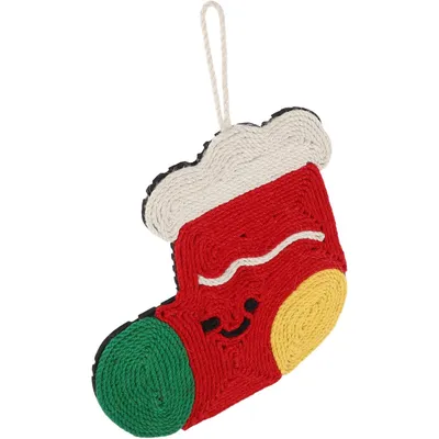 Qinhul Tapis à gratter en sisal pour chat en forme de chaussette de Noël