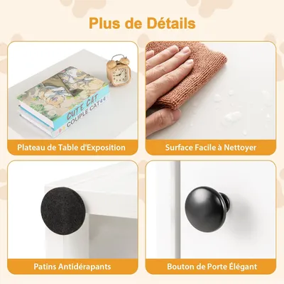 GIANTEX Meuble Litière Chat ,Maison Toilette Bac Cachée, Pieds