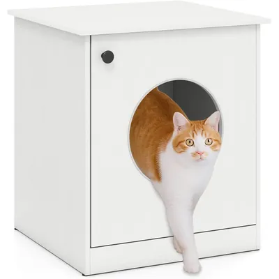 GIANTEX Meuble Litière Chat ,Maison Toilette Bac Cachée, Pieds