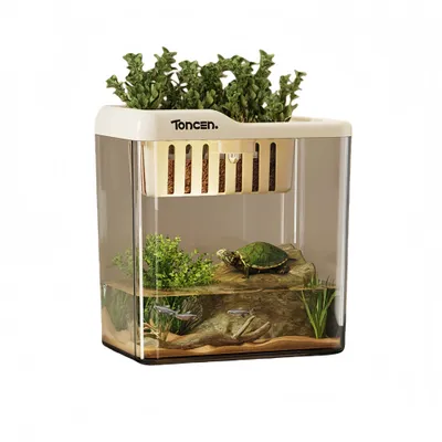 FurryFusion Aquarium de bureau en plastique transparent