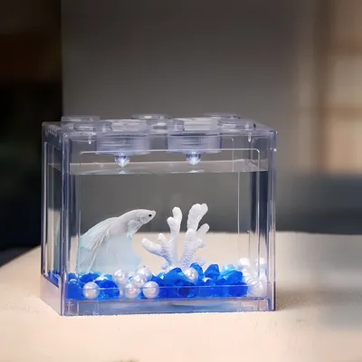 FurryFusion Aquarium à poissons betta en forme de bloc de construction