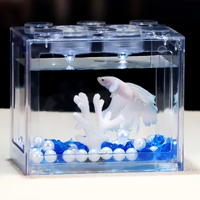 FurryFusion Aquarium à poissons betta en forme de bloc de construction