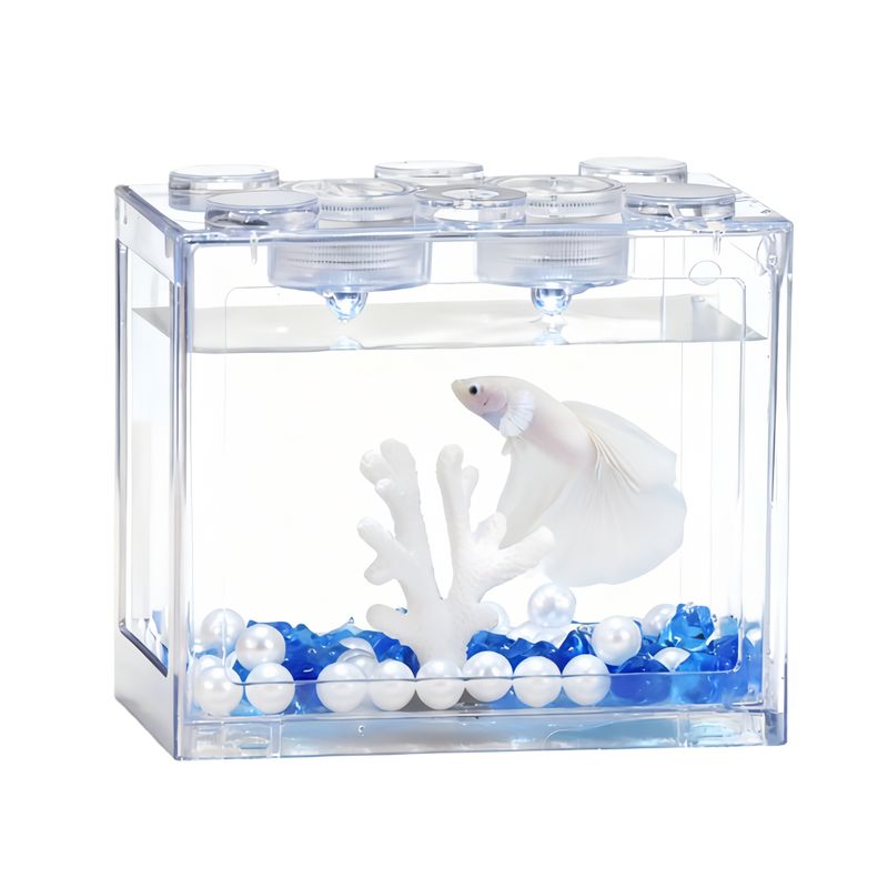 FurryFusion Aquarium à poissons betta en forme de bloc de construction