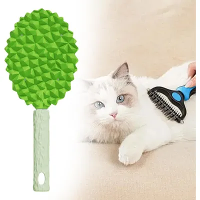 PetTribes Brosse Douce pour Chats à Poils Longs - Nettoyage Facile, Vert