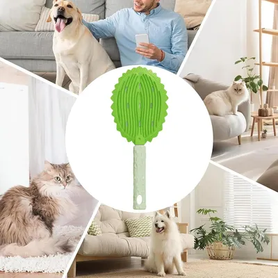 PetTribes Brosse Douce pour Chats à Poils Longs - Nettoyage Facile, Vert