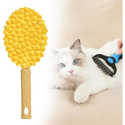 PetTribes Brosse Douce pour Chats à Poils Longs - Nettoyage Facile,Jaune