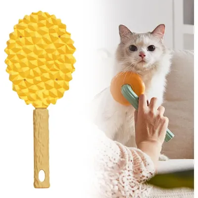 PetTribes Brosse Douce pour Chats à Poils Longs - Nettoyage Facile,Jaune