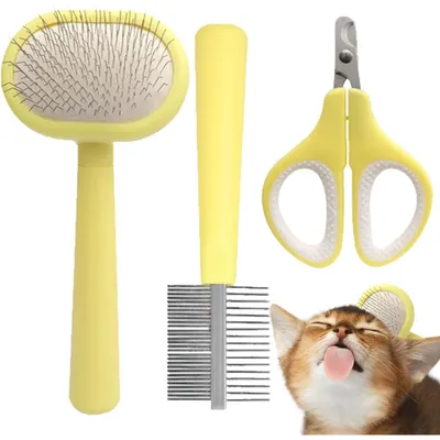 PetTribes Brosse Démêlante et Coupe-Griffes 3-en-1 pour Chats et Chiens